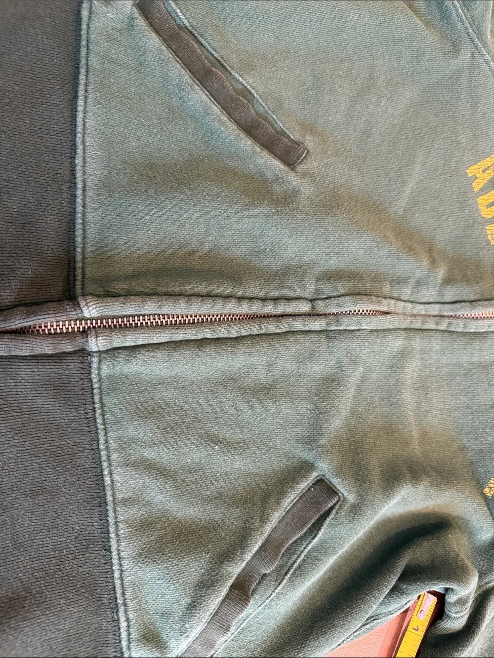 Abercrombie & Fitch Y2 K Green and Yellow Zip-Front Women's Sweater